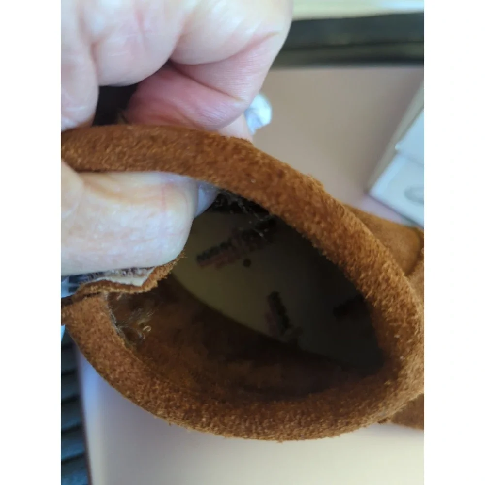 Minnetonka Leather Infant Baby Brown Suede Moccasins, Style 1182 Size 3 NIB